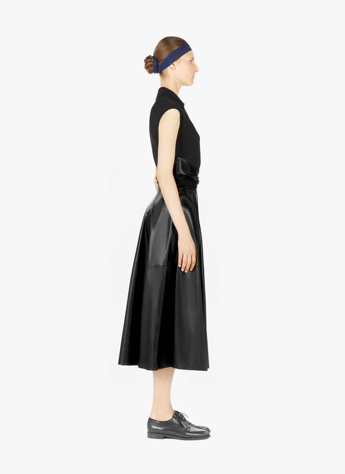 Jupe À Empiècements En Cuir D’Agneau ALAÏA JUPE À EMPIÈCEMENTS EN CUIR D’AGNEAU NOIR